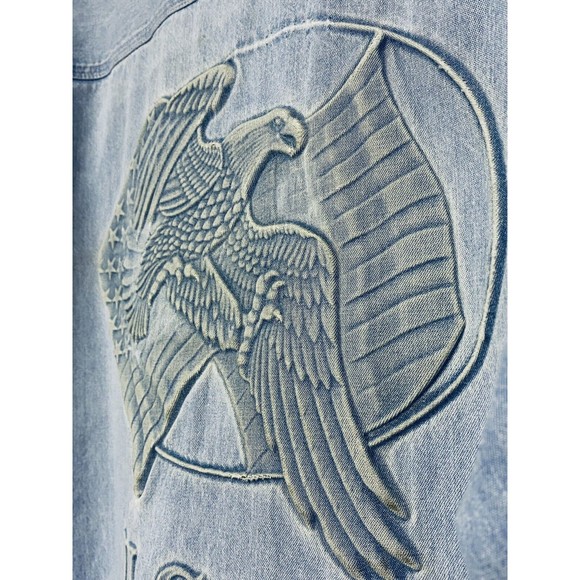 Vintage Embossed Eagle Authentic Prime Union Wear XXL U.S.A. Denim Shirt Jacket - Picture 7 of 11